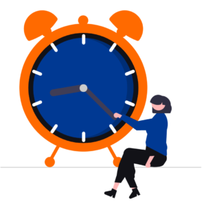 illustration with a person and a clock